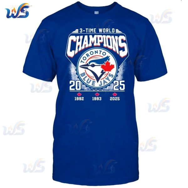 3 Time Blue Jays World Series Champions T-Shirt