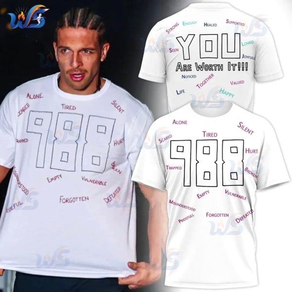 Patriots WR Mack Hollins Game Wearing A Suicide-prevention Shirt With “988” T-Shirt