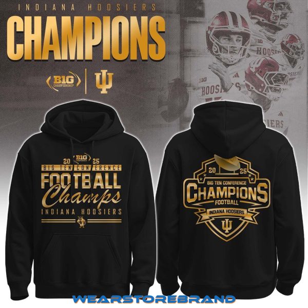 2025 Indiana Hoosiers BIG Champions Black Hoodie