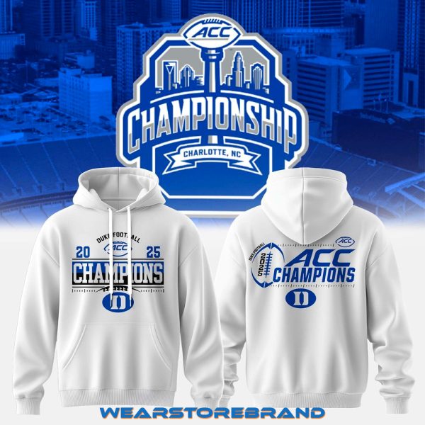 Duke Blue Devils ACC 2025 Champions White Champions White Hoodie