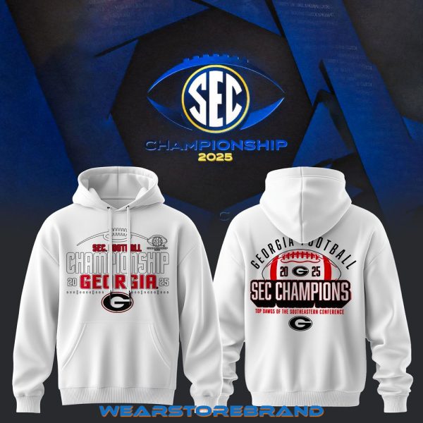 Georgia Bulldogs SEC 2025 Champions White Hoodie